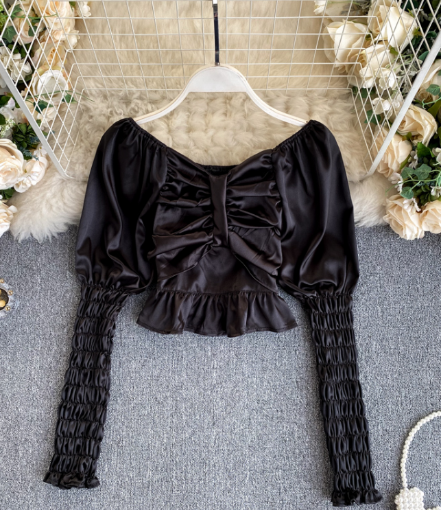 Design Slim Puff Sleeve Shirt Top AP00031