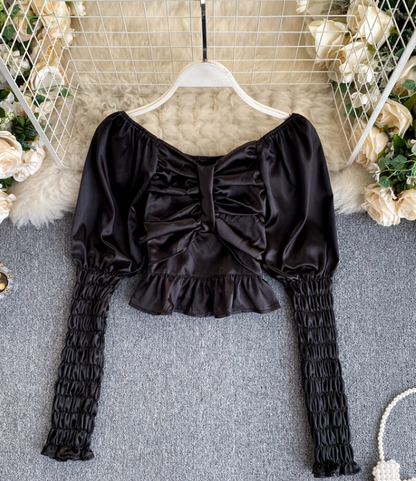 Design Slim Puff Sleeve Shirt Top AP00031