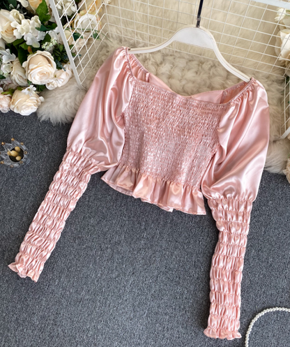 Design Slim Puff Sleeve Shirt Top AP00031