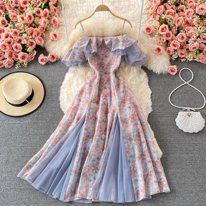 New Style Cute A Line V Neck Floral Dress AP00077