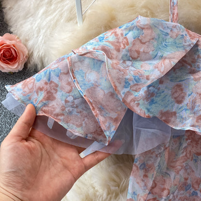 New Style Cute A Line V Neck Floral Dress AP00077