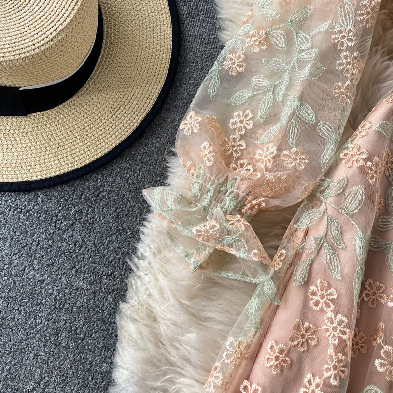 Cute Tulle Lace Long Sleeve Dress Fashion Dress AP00087