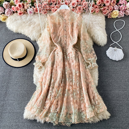 Cute Tulle Lace Long Sleeve Dress Fashion Dress AP00087