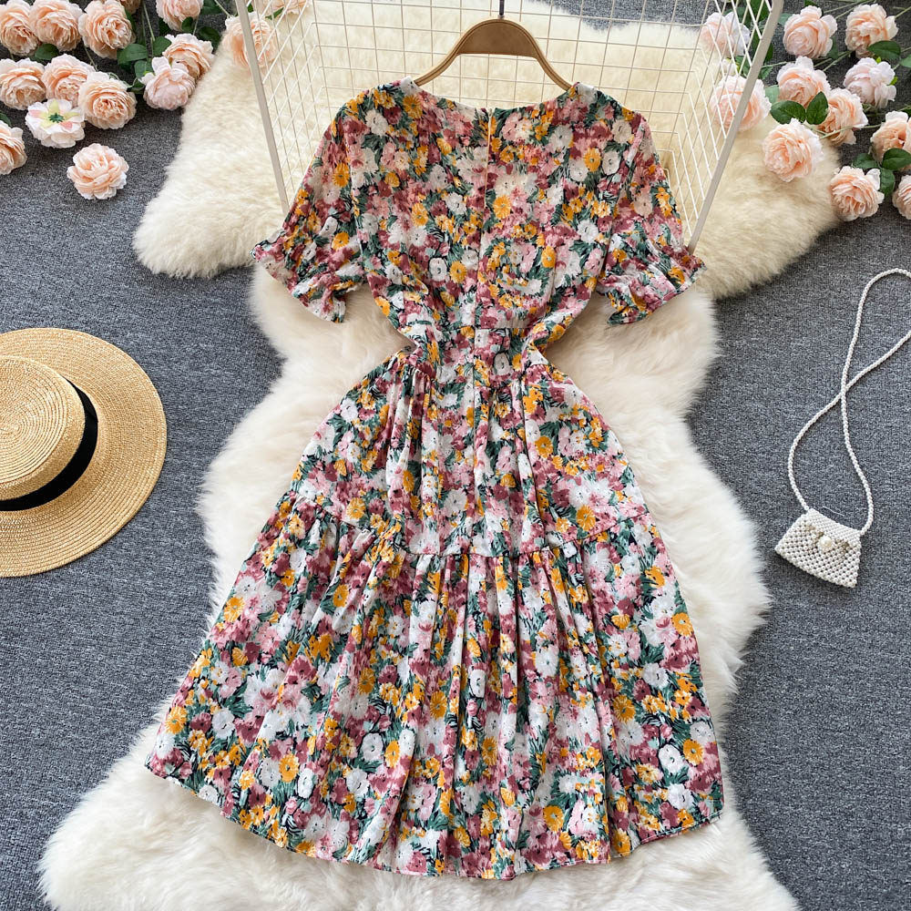 Cute Floral Short Dress A Line Fashion Dress AP00088