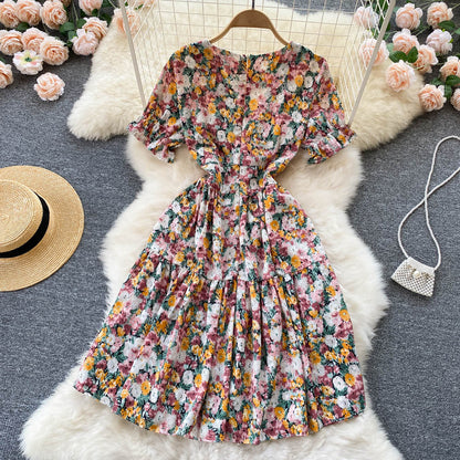 Cute Floral Short Dress A Line Fashion Dress AP00088