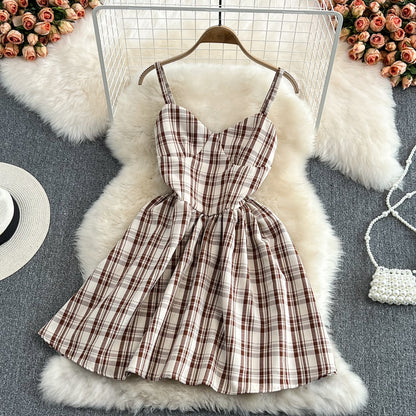 Simple Cute A Line Plaid Dress New Fashion Girl Dress AP00084