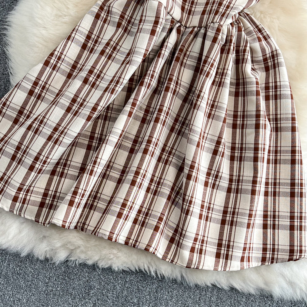 Simple Cute A Line Plaid Dress New Fashion Girl Dress AP00084
