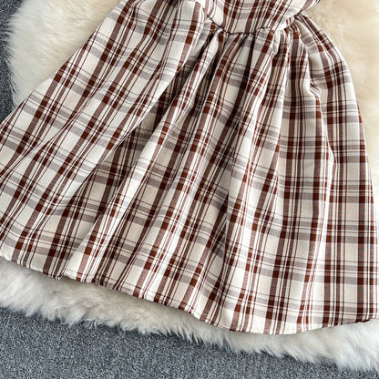 Simple Cute A Line Plaid Dress New Fashion Girl Dress AP00084
