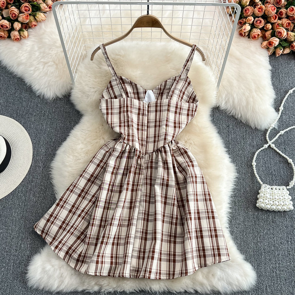 Simple Cute A Line Plaid Dress New Fashion Girl Dress AP00084