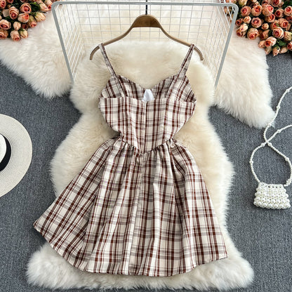 Simple Cute A Line Plaid Dress New Fashion Girl Dress AP00084