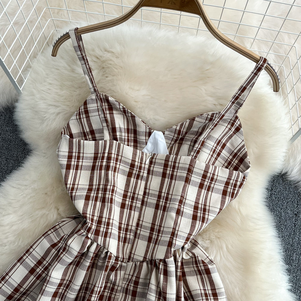 Simple Cute A Line Plaid Dress New Fashion Girl Dress AP00084