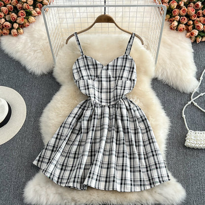 Simple Cute A Line Plaid Dress New Fashion Girl Dress AP00084