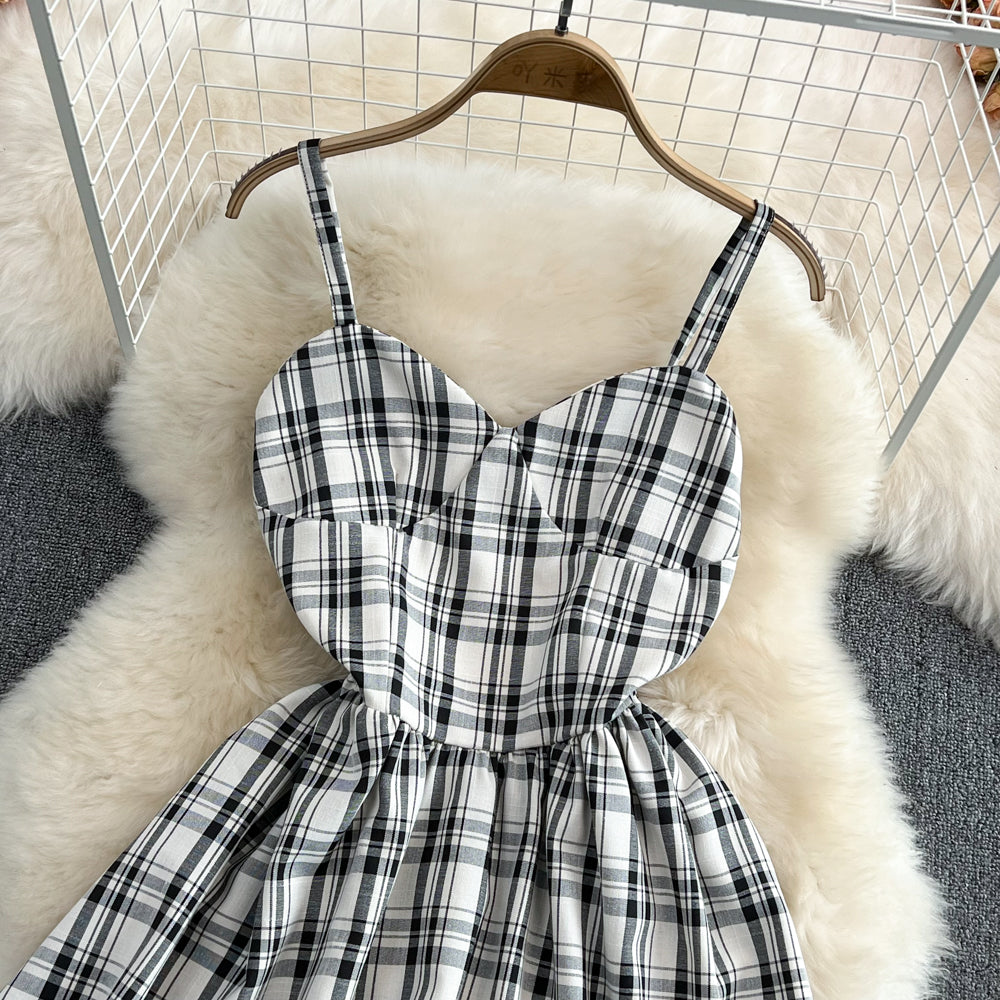 Simple Cute A Line Plaid Dress New Fashion Girl Dress AP00084