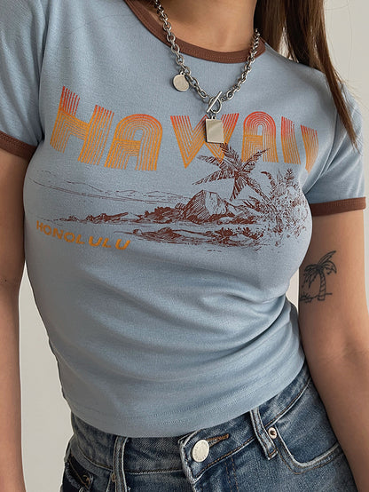 Hawaii Print Cropped Top AP00033