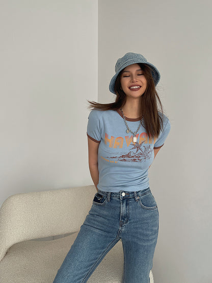 Hawaii Print Cropped Top AP00033