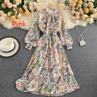 Chic Resort Bow V Neck Puff Sleeve Dress AP00068