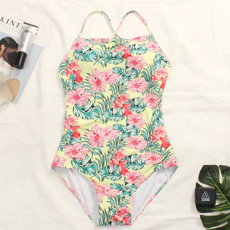 Women Swimwear, Vintage, Little Floral One-piece Bikini Triangle, Sexy Backless Swimsuit AP000139