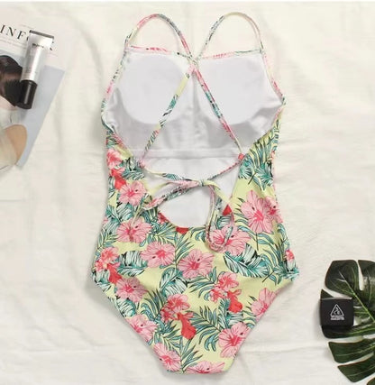 Women Swimwear, Vintage, Little Floral One-piece Bikini Triangle, Sexy Backless Swimsuit AP000139