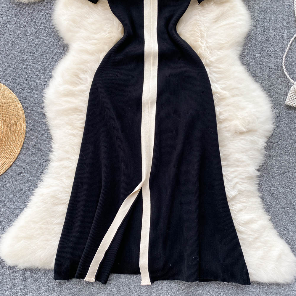 Black V-neck Short Dress Fashion Dress AP00010