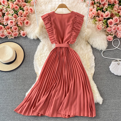 Simple V-neck Chiffon Short Dress Fashion Dress AP0002