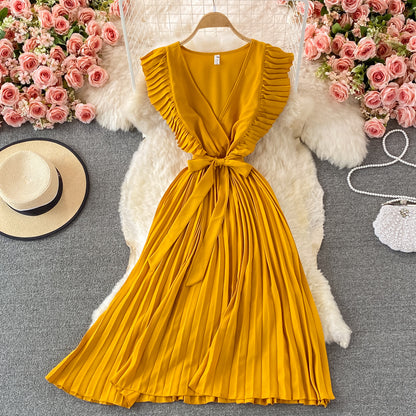 Simple V-neck Chiffon Short Dress Fashion Dress AP0002
