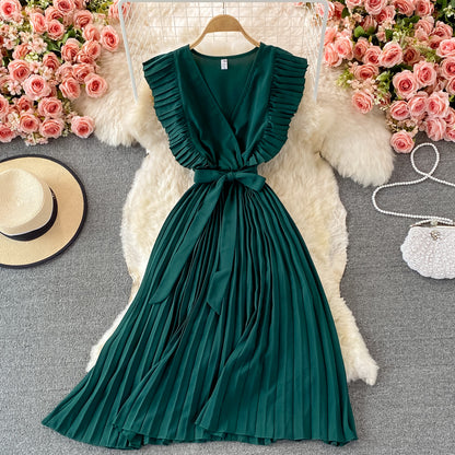Simple V-neck Chiffon Short Dress Fashion Dress AP0002