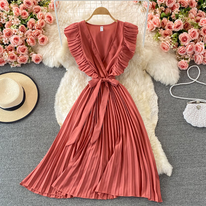 Simple V-neck Chiffon Short Dress Fashion Dress AP0002