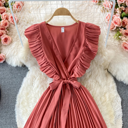 Simple V-neck Chiffon Short Dress Fashion Dress AP0002