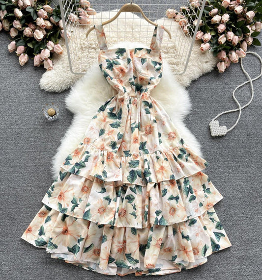 Cute Casual New Fashion Dress A Line Floral Dress Fashion Printed Dress AP00079