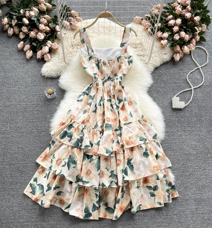 Cute Casual New Fashion Dress A Line Floral Dress Fashion Printed Dress AP00079