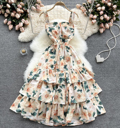 Cute Casual New Fashion Dress A Line Floral Dress Fashion Printed Dress AP00079