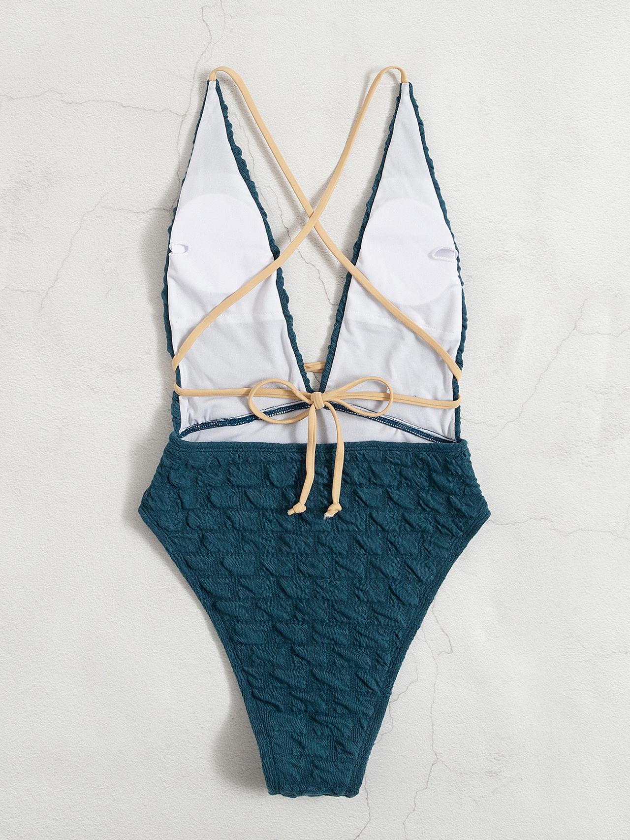 One-piece Bikini Outer Single Swimsuit European And American One-piece Women's Swimsuit Solid Color Strapping Sexy Bikini AP00054