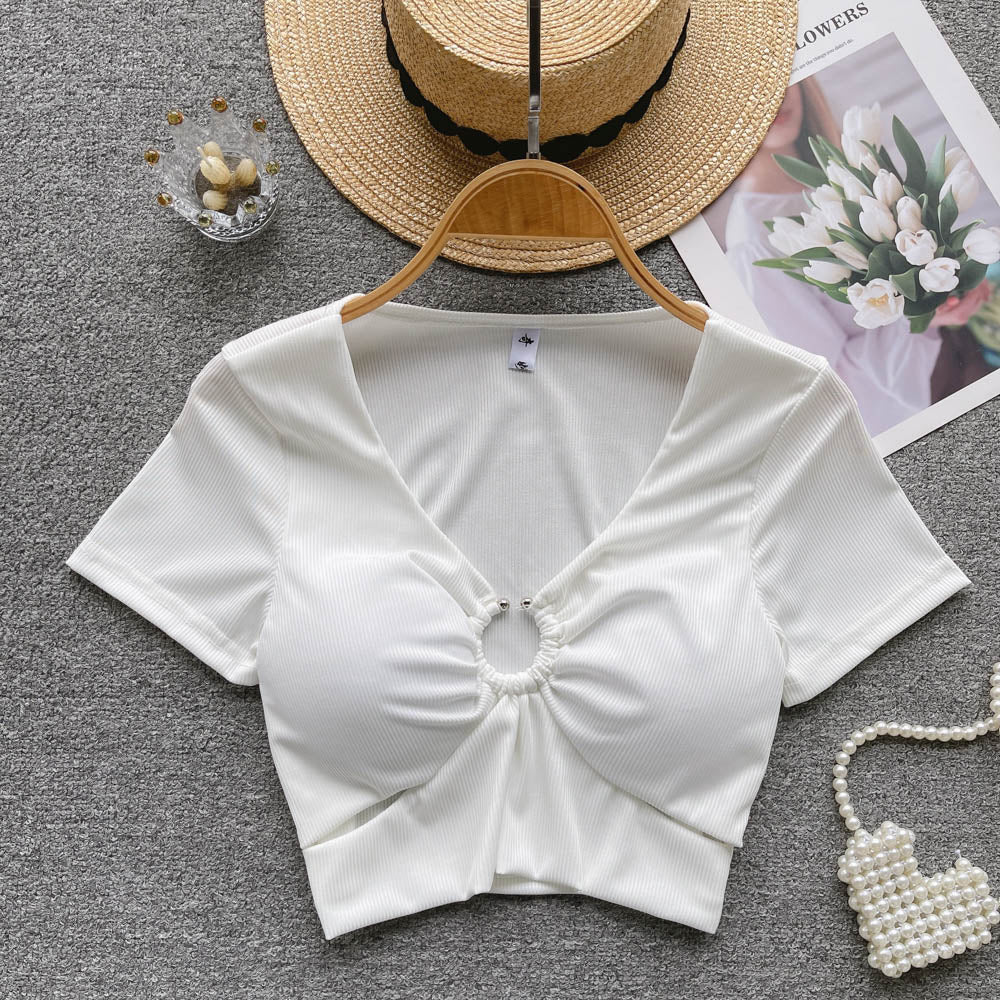 Streetwear Sexy Crop Top Women Fashion V Neck Bra Hollow Out Design Elegant Ladies Slim Outwear AP000165