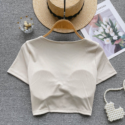 Streetwear Sexy Crop Top Women Fashion V Neck Bra Hollow Out Design Elegant Ladies Slim Outwear AP000165