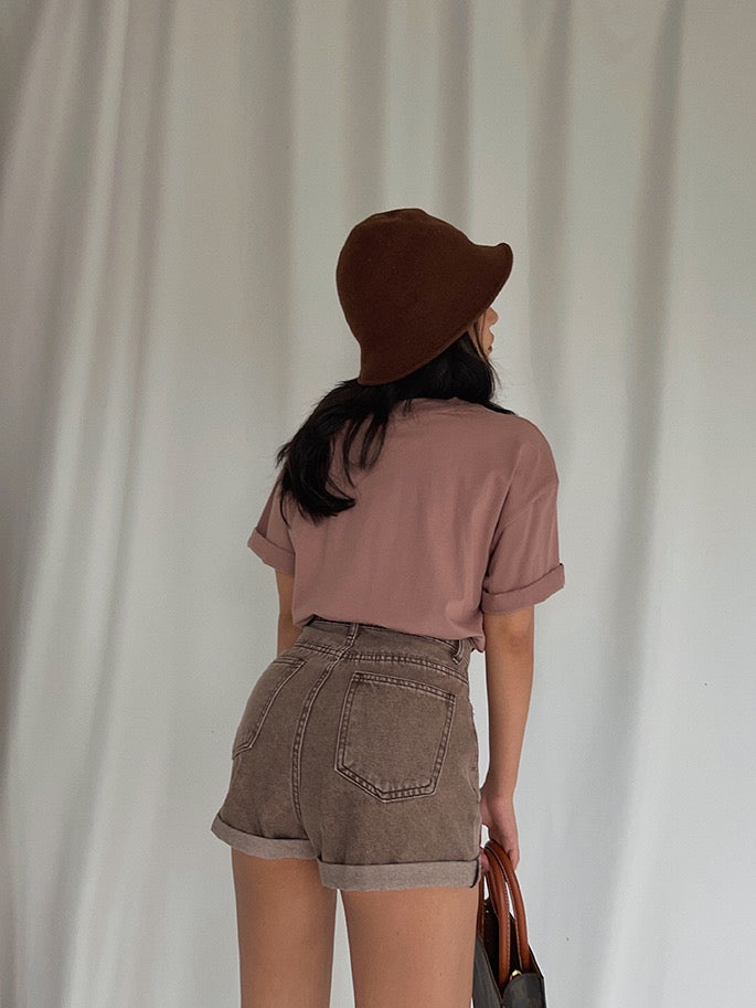 Street, Retro, Brick Red Letter Pattern Printed Short-sleeved T-shirt, Summer Loose Top AP00026