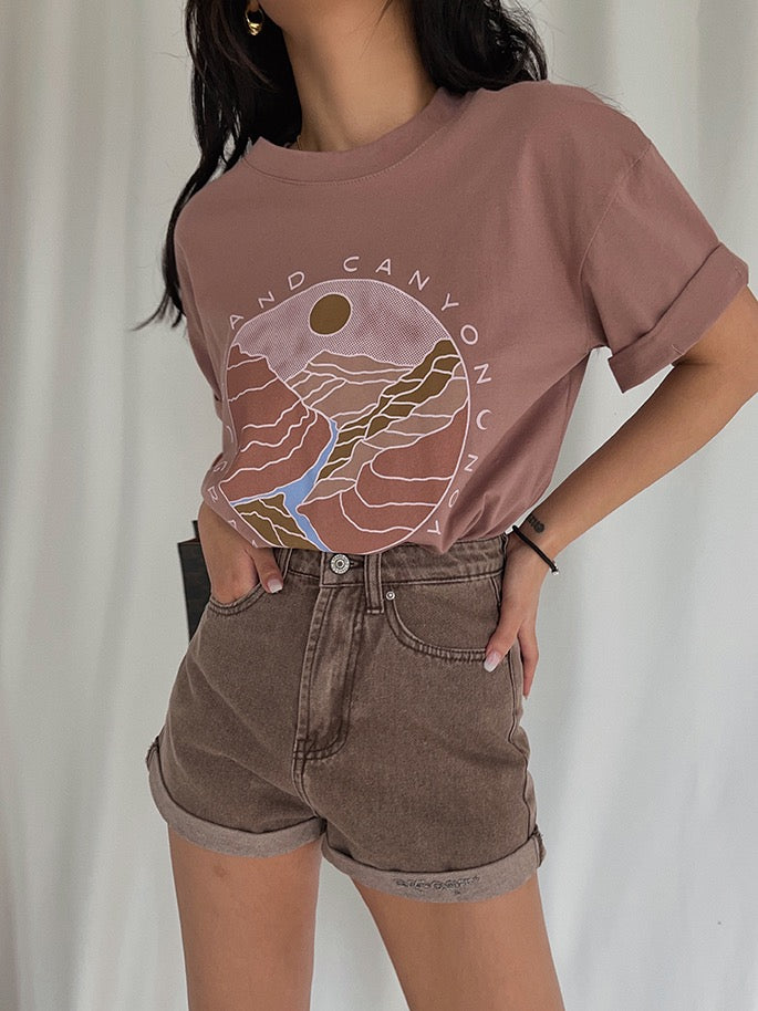 Street, Retro, Brick Red Letter Pattern Printed Short-sleeved T-shirt, Summer Loose Top AP00026