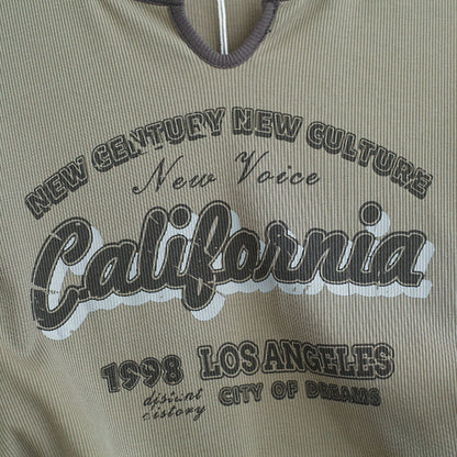 Drawstring Y2k T Shirt Women Letter Crop Top Americal Retro Short Sleeve Tees Korean Graphic Slim Summer T-shirt AP00029