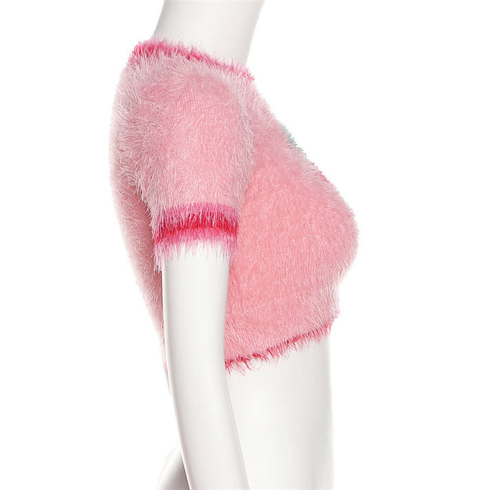 Fashion Cherry Design Midriff Baring Woven T Shirts AP00094