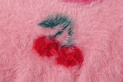 Fashion Cherry Design Midriff Baring Woven T Shirts AP00094