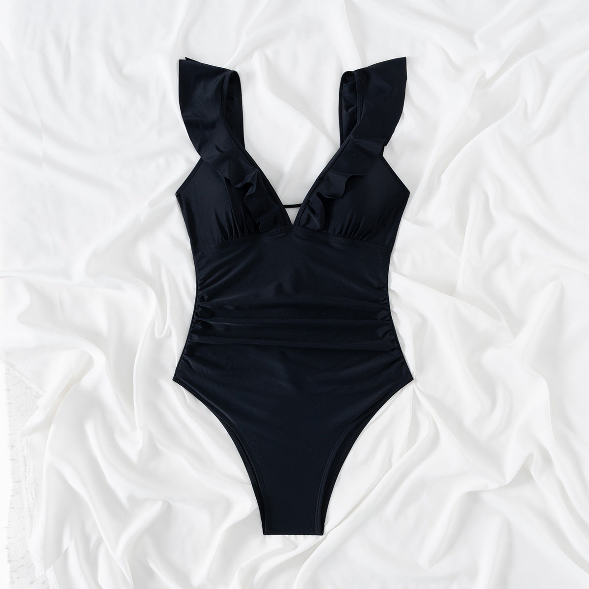 Retro Printed One Piece Swimsuit For Women With Sexy Fly Edge Deep V-shaped One-piece Summer Swimsuit AP00055