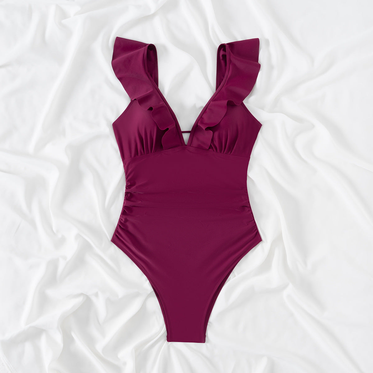 Retro Printed One Piece Swimsuit For Women With Sexy Fly Edge Deep V-shaped One-piece Summer Swimsuit AP00055