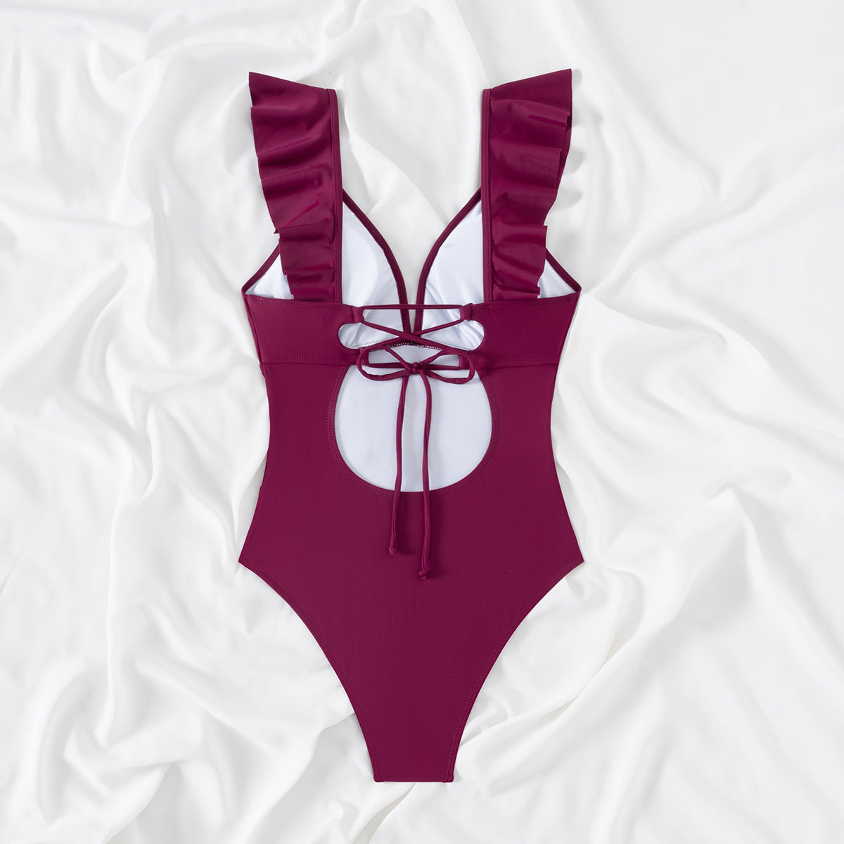 Retro Printed One Piece Swimsuit For Women With Sexy Fly Edge Deep V-shaped One-piece Summer Swimsuit AP00055