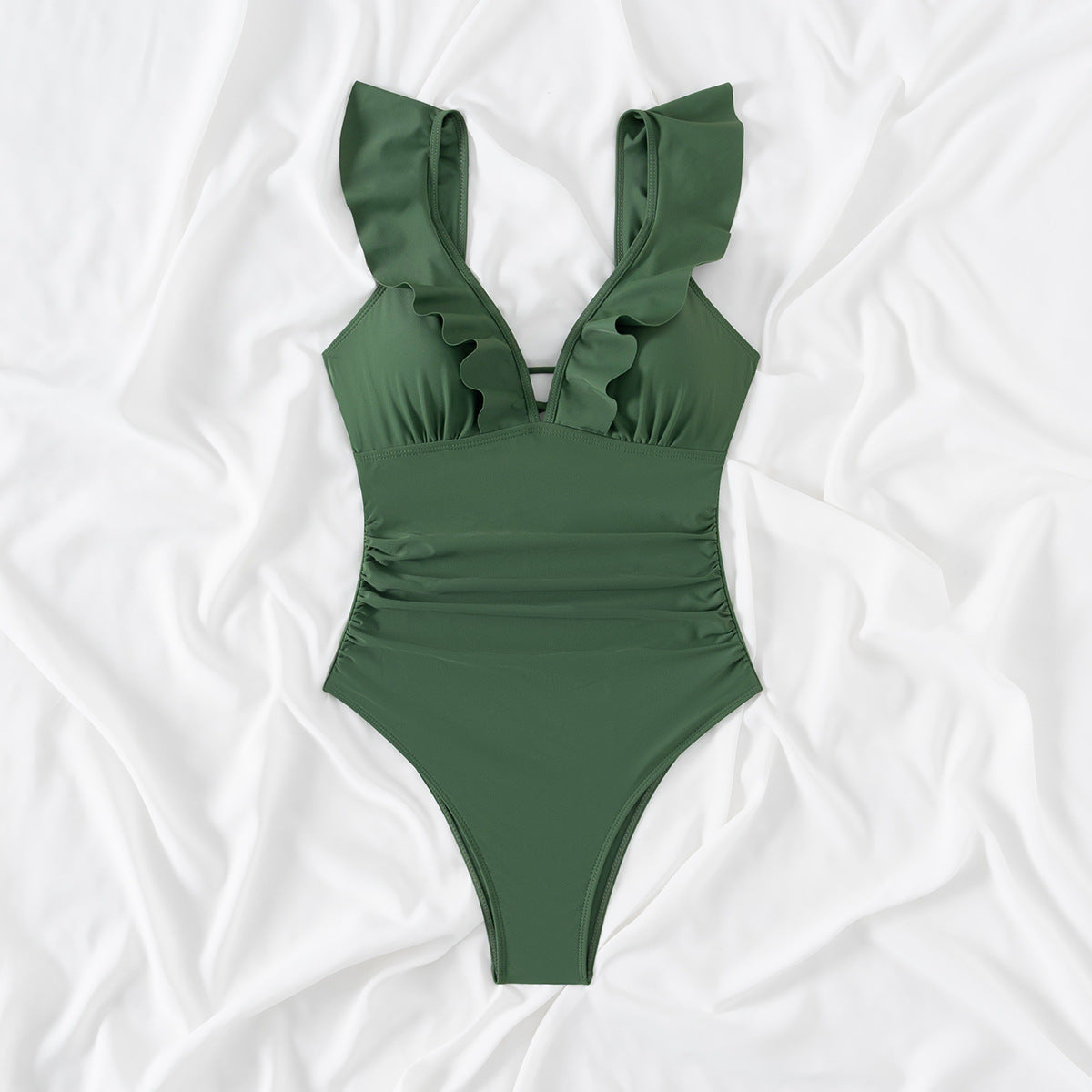 Retro Printed One Piece Swimsuit For Women With Sexy Fly Edge Deep V-shaped One-piece Summer Swimsuit AP00055