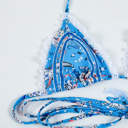 Sexy Backless Webbing Patchwork Lace Bikini AP000115