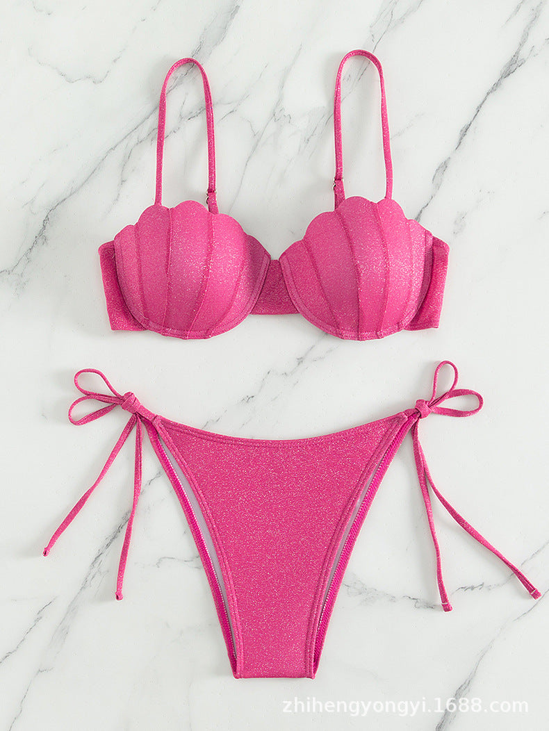 Cute Shining Roses Two Pieces Bikinis Shell Bikini AP000140