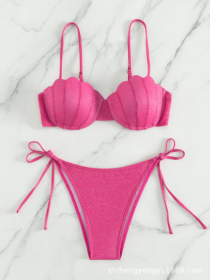 Cute Shining Roses Two Pieces Bikinis Shell Bikini AP000140