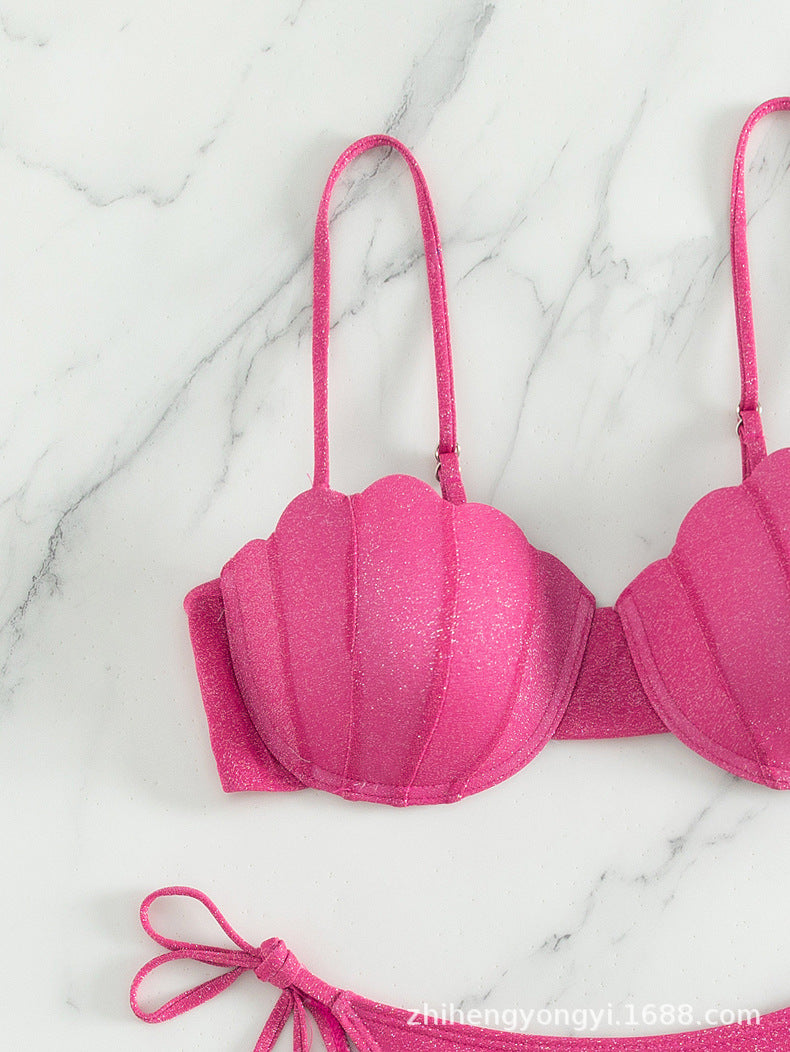 Cute Shining Roses Two Pieces Bikinis Shell Bikini AP000140