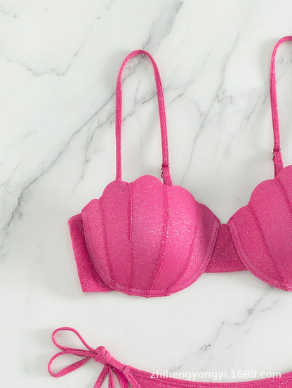 Cute Shining Roses Two Pieces Bikinis Shell Bikini AP000140